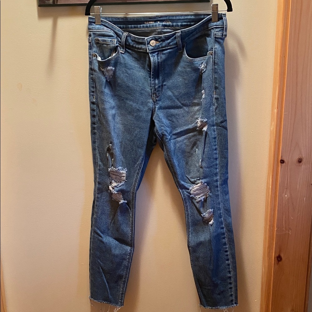 Distressed Blue Jeans